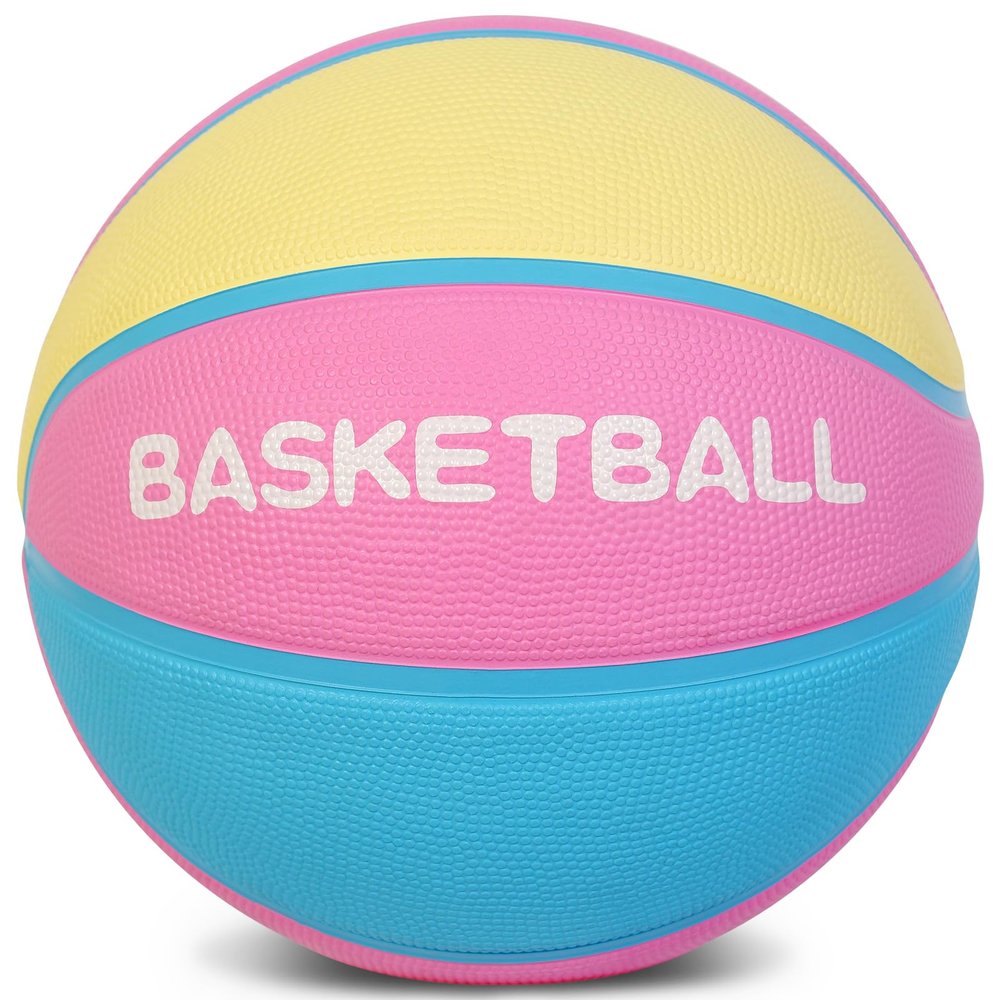 AXGUIQ Kids Basketball, Size 3 Small Basketball 22" for Kids, Thickened Rubber for Soft Touch & Enhanced Durability, Featuring Classic Logo (Deflated)