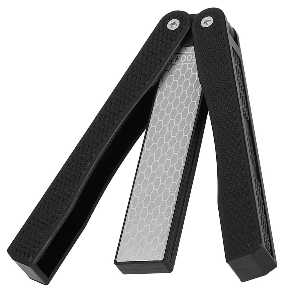 400/600 Grit Knife Sharpener, Handheld Double-Sided Sharpening Stone Folding Pocket Diamond Whetstone Scissor Garden Tool for Outdoor Camping Kitchen Garden(Black)