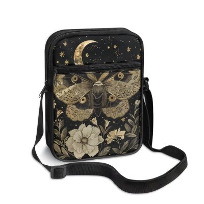 AZULCUSTO Moth Small Messenger Bag for Women Men Travel Sling Bag Ideal Crossbody Sling Purse Handbag Daypack Fanny Pack Cross Body Bag for Outdoors Hiking Traveling