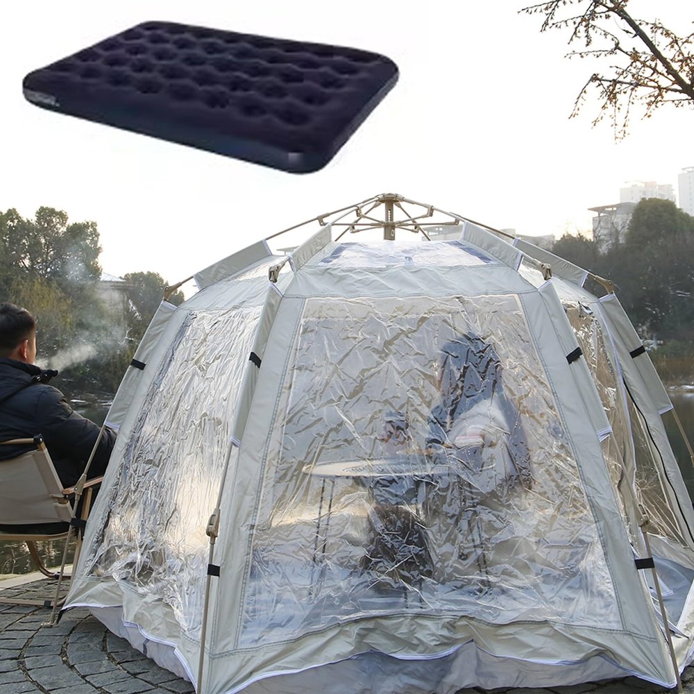 Oracra Bubble Tent Sports Tent Bubble Pop-Up Shelter with Inflatable Bed, Panoramic Gazebo for Camping, Fishing, Party, PVC Windproof Garden Screen Houses
