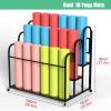 White Black Gold Yoga Mat Organizer Floor, Heavy Duty Large Capacity Muti-Layer Exercise Mats Display Holder Mobile Trolley Cart, Hold 18-24 Mats view 2
