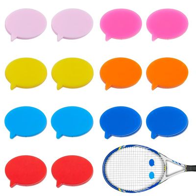 SUPERFINDINGS 14Pcs 7 Colors Tennis Dampener Funny Speech Bubble Silicone Shock Vibration Dampener Unique Colorful Soft Racket Shock Absorber for Players Tennis Accessories