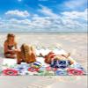 Independence Day Beach Blanket Large with Stakes Waterproof Sandproof Beach Mat with Corner Pockets for Outdoor Travel Camping Hiking Picnic Essentials,Flower Herb Leaves Patriotic Memorial 95"x80" view 2