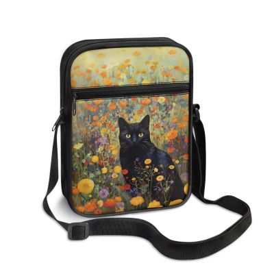AZULCUSTO Black Cat Small Messenger Bag for Men Women Crossbody Wallet Purse Body Cross Purse for Women Female for Daily Commuting,Visiting Parks or Clubs with Friends