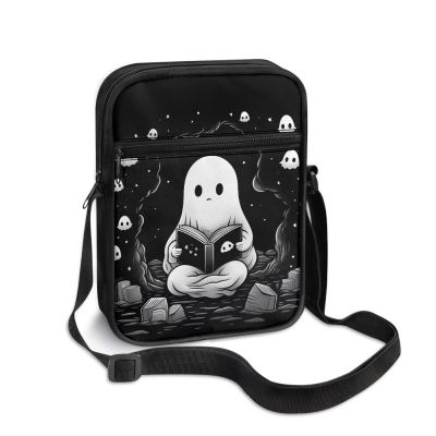 AZULCUSTO Ghost Small Messenger Bag for Men Women Mini Crossbody Bag with Adjustable Straps Cute Crossbody Bags Mini Messenger Bag for Cell Phone Travel Outdoor Hiking