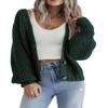 Zeagoo Women's 2026 Fall Chunky Knit Cardigans Open Front Long Sleeve V Neck Button Loose Cardigan Sweaters Dark Green view 1