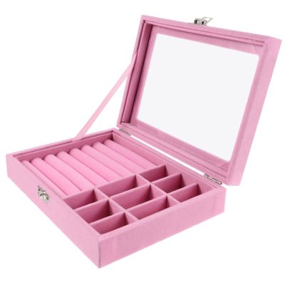 Hohopeti Portable Jewelry Box with Lid Multi-functional Organizer for Rings Earrings Necklaces and Bracelets Dust-resistant Design Elegant for Stylish Storage
