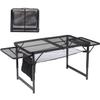 Black Metal Folding Table, 4.7ft Height Adjustable Camping Table Portable Aluminum Folding Outdoor Grill Table for Camping Cooking BBQ RV Picnic Beach view 1