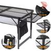Black Metal Folding Table, 4.7ft Height Adjustable Camping Table Portable Aluminum Folding Outdoor Grill Table for Camping Cooking BBQ RV Picnic Beach view 4
