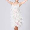 Akklian Women's Sequin Tassel Dress Latin Party Cocktail Dress Ballroom Dance Costume Vintage Fringe Shinning Mini Dress 2024 White view 2