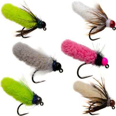 12 Tungsten Mop Flies Assortment | Mop Jig Tungsten Bead and Barbed Hooks | Fly Fishing Flies for Trout Fishing Size #10, #12, #14, #16