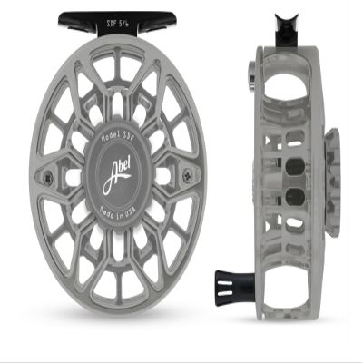 ABEL SDF Fly Reel Ported - Satin Platinum - Satin Plat Knob 5/6 WT w/Black Hand