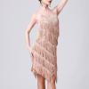 Akklian Women's Sequin Tassel Dress Latin Party Cocktail Dress Ballroom Dance Costume Vintage Fringe Shinning Mini Dress 2024 Rose Gold view 4