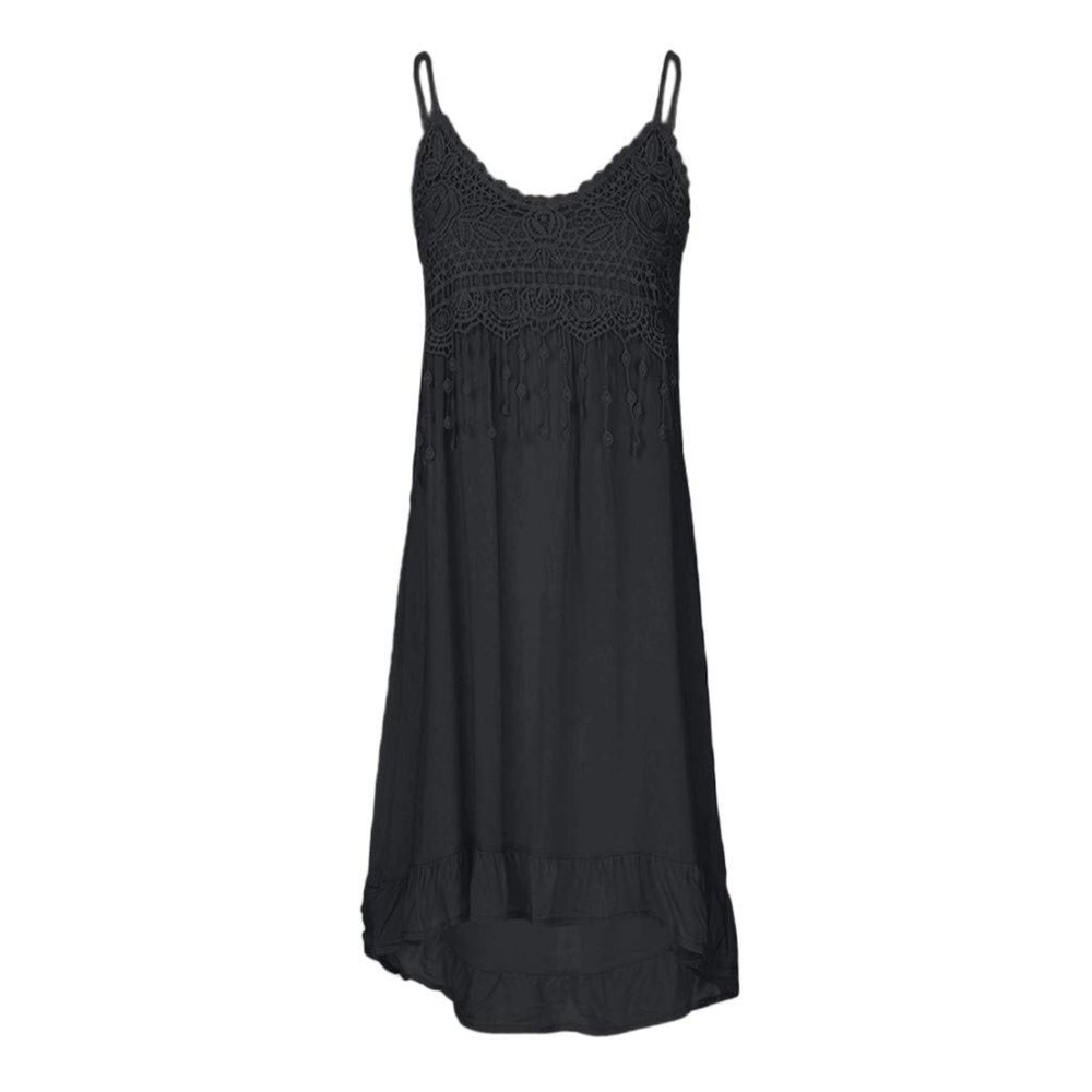 Akklian Women's Summer Dress Fashion Sleeveless Tassel Sundress Embroidery Long Dress Casual Flowy Boho Dress Maxi Dress 2024 Black