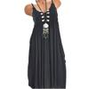 Akklian Women's Summer Dress Fashion Sleeveless Tassel Sundress Embroidery Long Dress Casual Flowy Boho Dress Maxi Dress 2024 Black view 2
