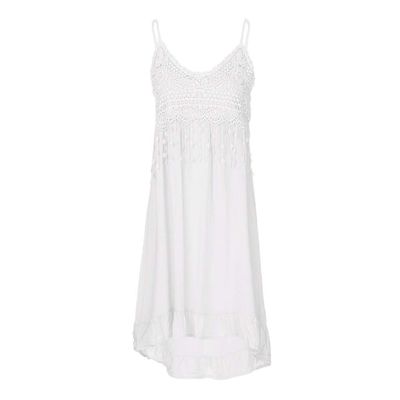 Akklian Women's Summer Dress Fashion Sleeveless Tassel Sundress Embroidery Long Dress Casual Flowy Boho Dress Maxi Dress 2024 White