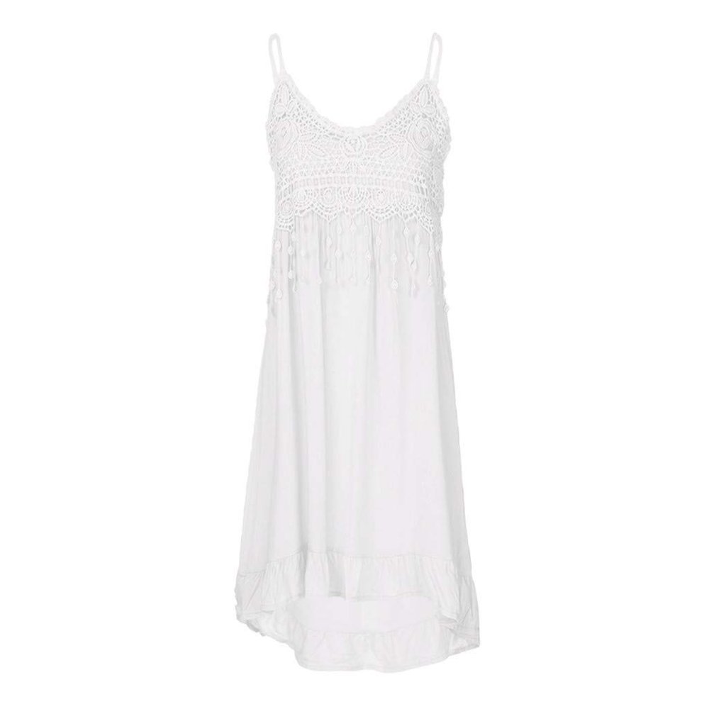 Akklian Women's Summer Dress Fashion Sleeveless Tassel Sundress Embroidery Long Dress Casual Flowy Boho Dress Maxi Dress 2024 White