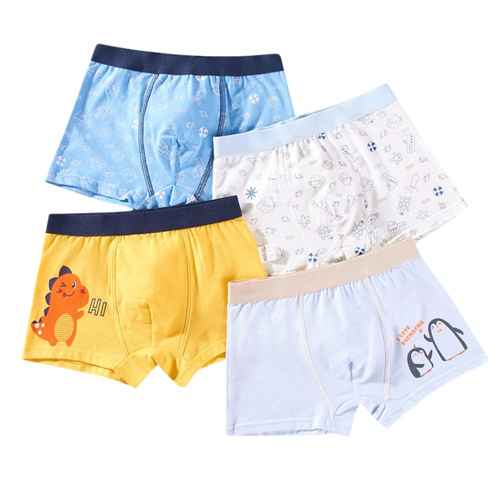 NineFit Basics Kids Boys Cotton Underwear Cute Dinosaur Print Underpants Comfort Flex Cotton Boxer oxer Trunks (Yellow, 5-7 Years)