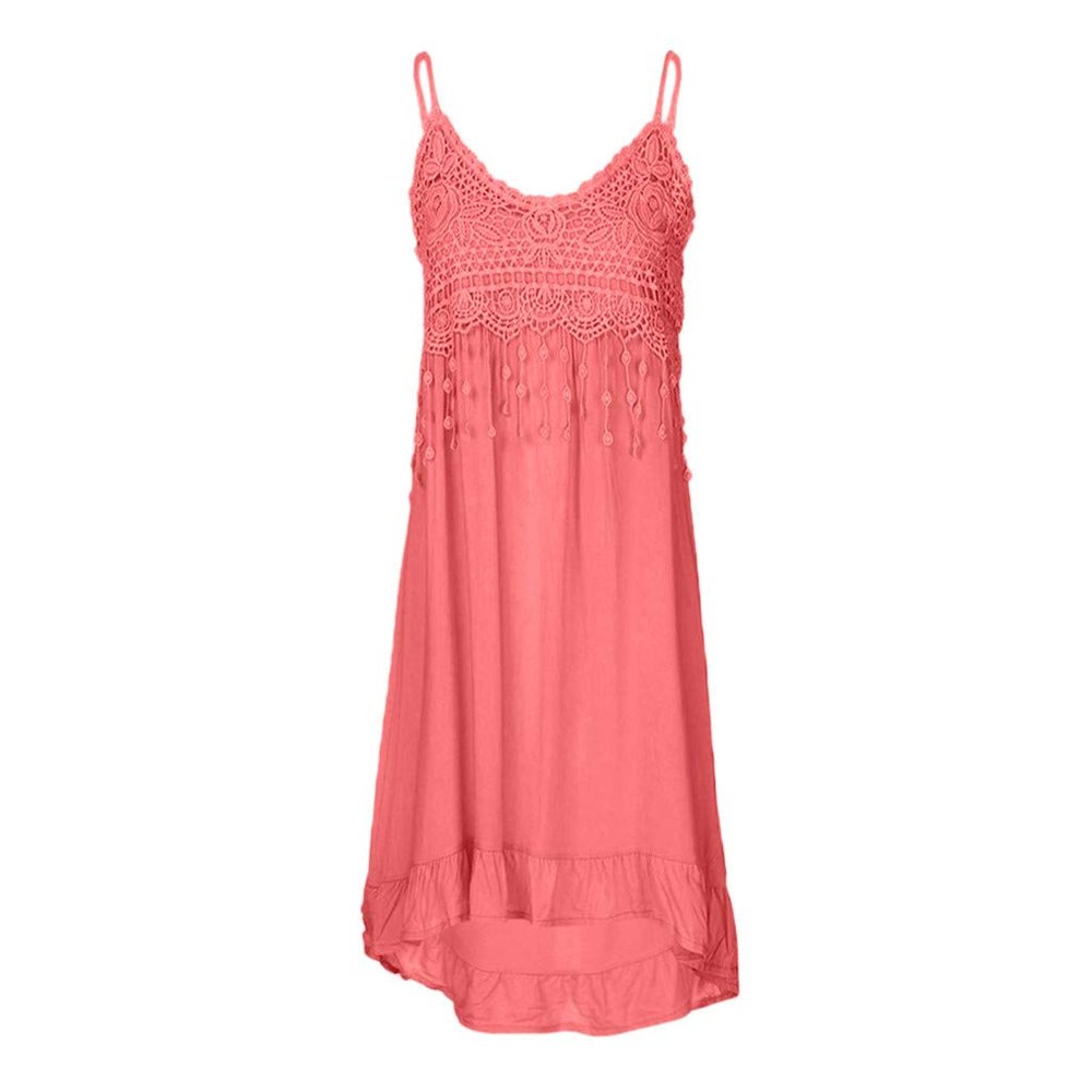 Akklian Women's Summer Dress Fashion Sleeveless Tassel Sundress Embroidery Long Dress Casual Flowy Boho Dress Maxi Dress 2024 Pink