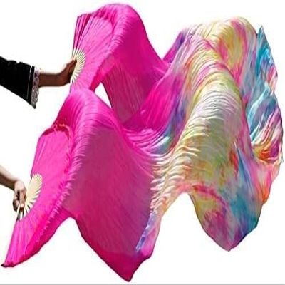 belly dance fan,silk fans, Silk Hand Fans,Fan Veils Belly Dance Silk Veil Fans 1 Pair Silk Wholesale Classic Size Ribs Silk Fans Dance Performance Props Customized (Color : 4, Size : 180x9 ( Color : 9