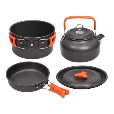 OUTPFTS Camping Cookware Kit Outdoor Aluminum Cooking Set Water Kettle Pan Pot Travelling Hiking Picnic BBQ Tableware Equipment