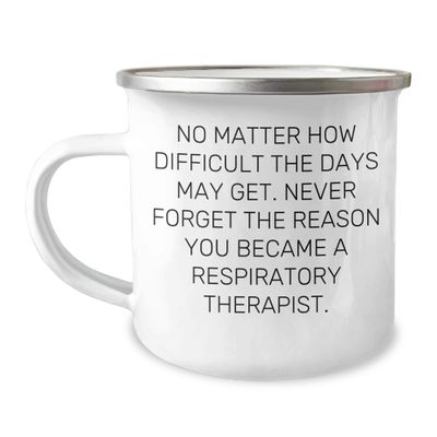 NineFit Basics Respiratory Therapist Camping Mug - Never Forget Why - Inspirational Unique Gift, 12oz, White