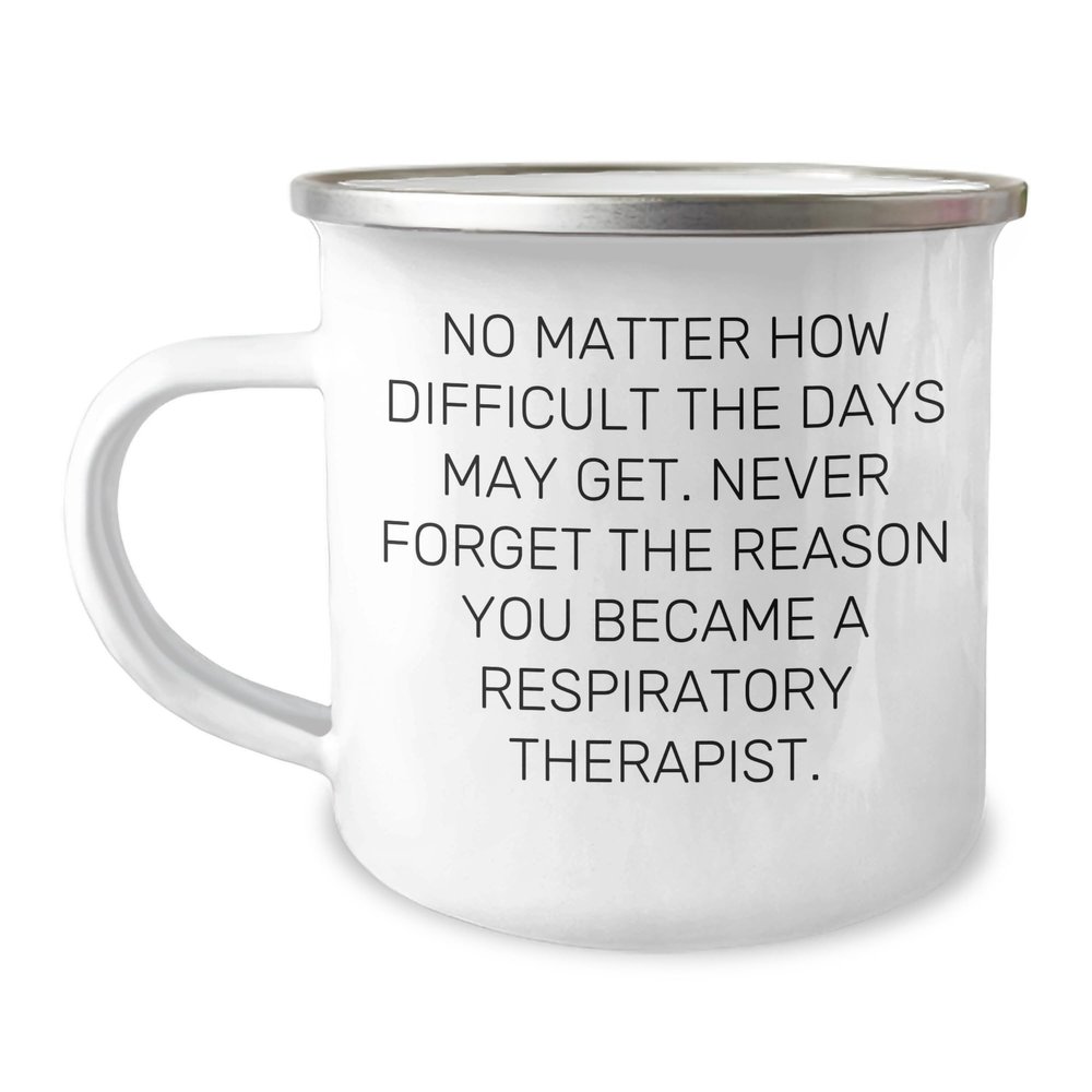 NineFit Basics Respiratory Therapist Camping Mug - Never Forget Why - Inspirational Unique Gift, 12oz, White
