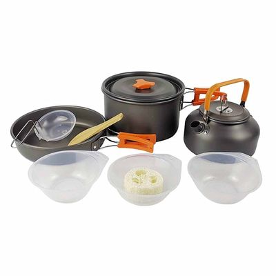 OUTPFTS Camping Cookware Kit Aluminum Cooking Utensils Set Water Kettle Pan Pot BBQ Travel Picnic Equipment Outdoor Cook Supplies