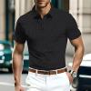 Black Polo Shirts for Men Golf Shirts for Men Dry Fit Cotton Long Sleeve Shirt Men Mens Thermal Long Sleeve Shirt Black Tactical Shirt Mens Rugby Shirts Long Sleeve(Black,3X-Large) view 2