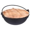 OUTPFTS Frying 1 Set Cast Iron Camping Pot with Lid Hanging Cooking Pot Outdoor Picnic Cookware Nonstick Iron Deep Frying Pan for Dinner Backpacking Hiking 20cm pan view 1