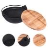 OUTPFTS Frying 1 Set Cast Iron Camping Pot with Lid Hanging Cooking Pot Outdoor Picnic Cookware Nonstick Iron Deep Frying Pan for Dinner Backpacking Hiking 20cm pan view 2