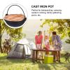 OUTPFTS Frying 1 Set Cast Iron Camping Pot with Lid Hanging Cooking Pot Outdoor Picnic Cookware Nonstick Iron Deep Frying Pan for Dinner Backpacking Hiking 20cm pan view 4