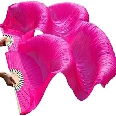 ZJYSMH Silk Fans,Dance Fans, Silk Hand Fans,Fan Veils Handmade Silk Veil Fans Belly Dancing Fans (Color : Blu, Size : 120cm90cm) (Color : Blu, Size : 120cm90cm)