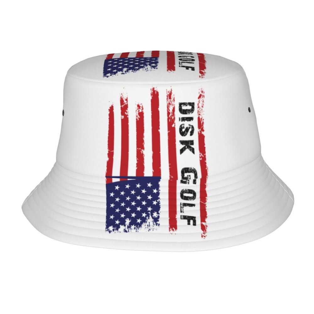 American Flag Disk Golf Bucket Hat for Women Men Bucket Hats Summer Sun Hats Beach Travel Fishing Golf Cap Black