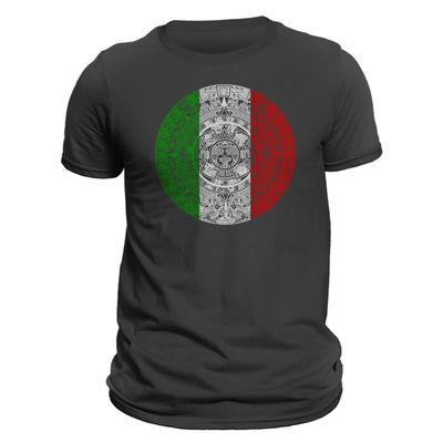 Aztec Mexica Calendar 1.0 Mesoamerican Culture Tenochtitlan T-Shirt (S, Dark Heather/Tricolor)