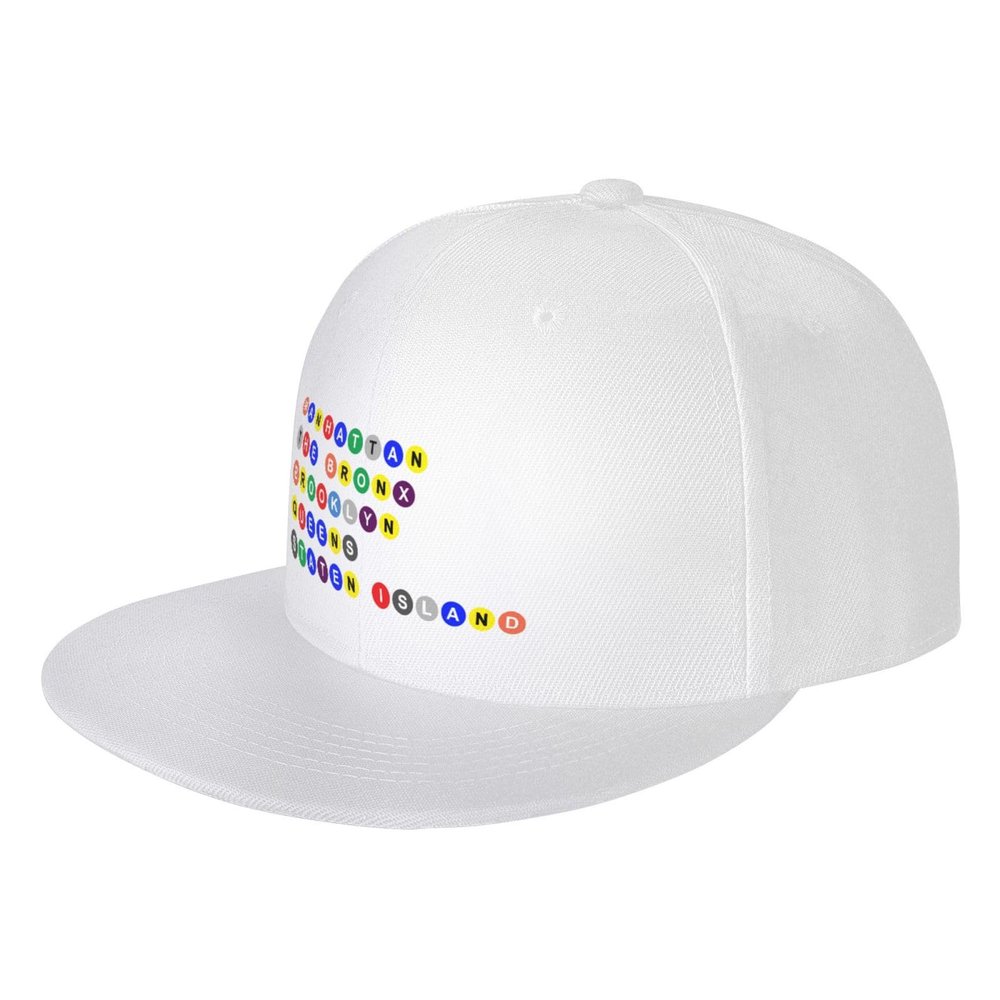 Byoblu Nycs Five Boroughs in Subway Bubbles Baseball Cap for Men Or Women Flat Brim Hat Adjustable White