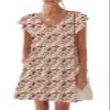 nclook Womens Summer Casual Dresses Sweet Cute V Neck Mini Dress with Pockets Ruffle Short Sleeve view 1