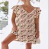 nclook Womens Summer Casual Dresses Sweet Cute V Neck Mini Dress with Pockets Ruffle Short Sleeve view 2