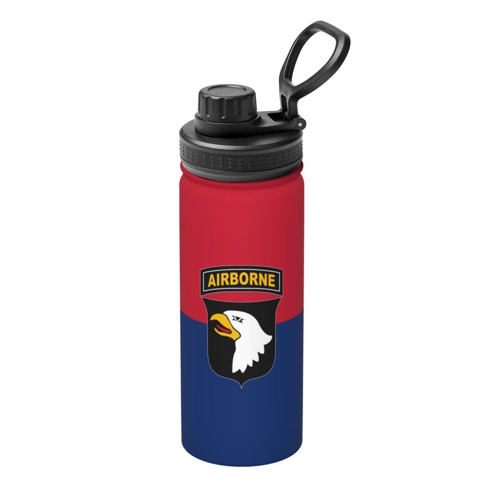 QIZYOQA Flag of the U.S. 101St Airborne Division Water Bottle 18OZ Stainless Steel Insulated Water Bottles Leak Proof Thermos Sports Water Bottle