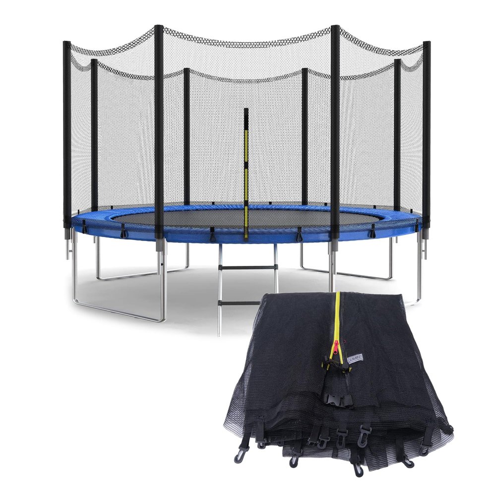 SUOGROLI Trampoline Safety Net, 4/4.6/5/6/8/10/12/13/14/16FT Garden Trampoline Replacement Fences, Kids Protective Net,244cm-6Poles-8ft,Black