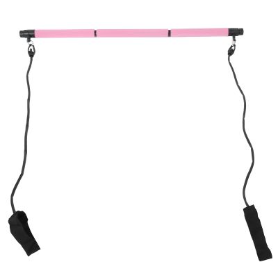 3-Section Pilates Bar, Versatile Home Fitness Equipment for Full Body Workouts, Detachable Design with Variable Tension Straps, Steel Construction, Easy Storage and Assembly (Pink)