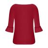 3/4 Sleeve Shirts Women 2024 Summer Cotton T-Shirts Slim Fit Ruffle Tops Trendy Blouses Dressy Casual Tunic Tee Top Red view 4