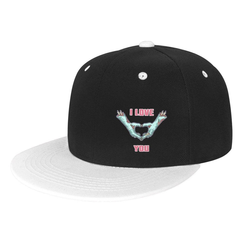 Halloween Zombie Hands in Heart Shape Snapback Hat Flat Bill Hat Baseball Cap for Men Women Flat Brim Hats White