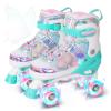 MammyGol Kids Roller Skates for Girls or Boys, 4 Size Adjustable Roller Skates for Children with Beautiful Butterflies, Beginner Kids Light up Roller Quad Skates Indoor Outdoor (Teal) view 1