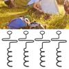 4Pcs Spiral Tent Tacks, Iron Stable Spiral Type Heavy Duty Spiral Tent Stake Multi Functional Ground Anchors for Tent Trampolines Garden Fence view 3