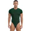 Linjinx Men's Athletic Supporters Bodysuit Round Neck Leotard Underwear Wrestling Singlet Jumpsuit Green X-Large view 1