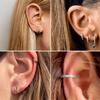 ENVYOU 316L Surgical Steel Huggie Hoop Earrings,Dainty Pave Cubic Zirconia Cartilage Tiny Earring for Sensitive Ears Hypoallergenic Lightweight (Silver 8mm) view 3