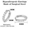 ENVYOU 316L Surgical Steel Huggie Hoop Earrings,Dainty Pave Cubic Zirconia Cartilage Tiny Earring for Sensitive Ears Hypoallergenic Lightweight (Silver 8mm) view 4