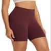 ODODOS Buttery Soft Lounge Yoga Shorts for Women 6" Inseam High Waist Non See Through Biker Shorts, Burgundy, Large view 1