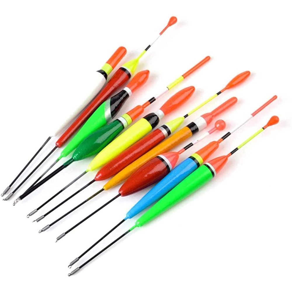 LBGMEIG Fishing Rod 10pcs Set Fishing Floats Wooden Bobbers Fishing Floating Drift Vertical Buoy Mix Sizes Fishing Accessory Portable